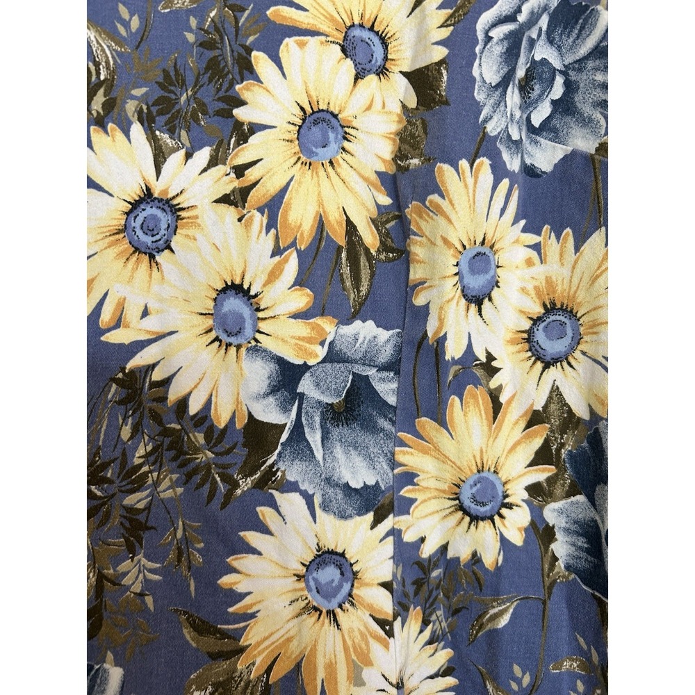 Vintage Y2K 90s Faded Glory Floral Mini Dress 12 Sunflower Pinafore Overall - Picture 3 of 6